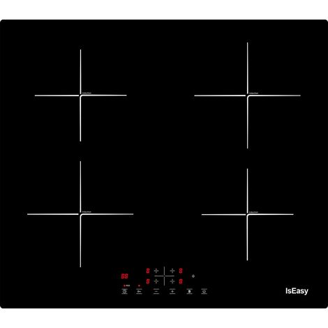 Iseasy – Plaque induction 4 foyers 7600W – Minuterie, 4 boosters, fonction muet – Encastrable, surface en verre facile à nettoyer (1/5)