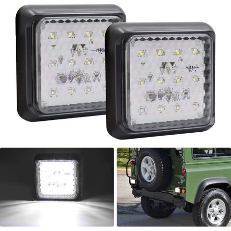 [JAMAIS UTILISÉ]2PCS Feu Arrière LED pour Remorque,Carrés Feux Remorque LED 24V Blanc Feux de Frein Arrière Feux Antibrouillard pour Camion/Remorque/Caravane/Tracteur/Voiture,12LED-Blanc (1/5)