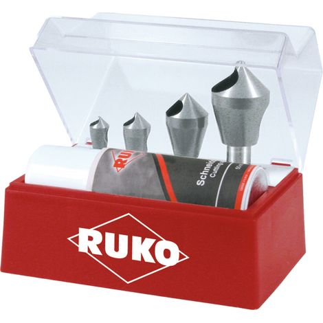 RUKO Kegel- und Entgratsenker-Satz mit Querloch 5tlg. HSSE-Co 5 in Polystyrol-Kassette - 102310E