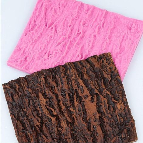 Moule à gâteau rectangulaire écorce d'arbre, design texture, pain, moule antiadhésif, fondant, tapis d'empreintes digitales, 15 x 18 x 1 cm (1/5)