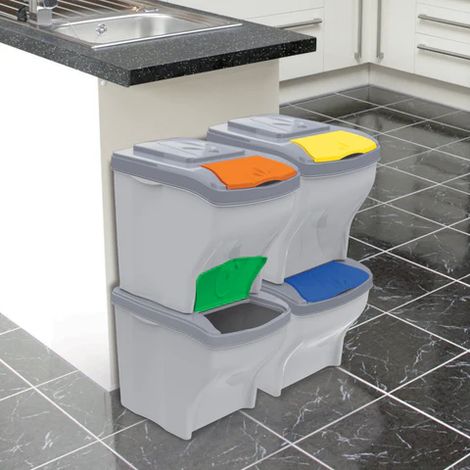 SET PATTUMIERA PER LA RACCOLTA DIFFERENZIATA 'POKER' Conf. 4 pezzi - cm 28x40x31h - BAMA (1/5)
