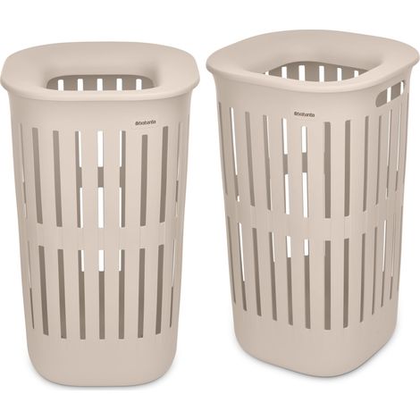 Panier à linge Collect-It 55 L (Beige clair), Lot de 2, Corbeille a linge pliable pour la cuisine et la buanderie, Boite de rangement vêtement, serviettes et draps (1/5)