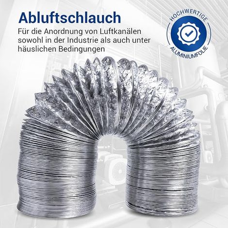 Tuyau d'évacuation d'air de 2 m de long - 125 mm - systèmes de conduites d'air 125erR - hotte aspirante - En aluminium - Tuyau flexible - sèche-linge (1/4)