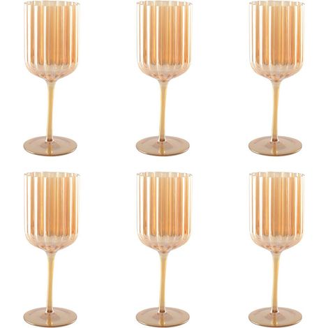 Lot de 6 verres à vin dorés en verre pour dégustation et réception - 8 x 8 x 21,3 cm - PANGIVO (1/4)