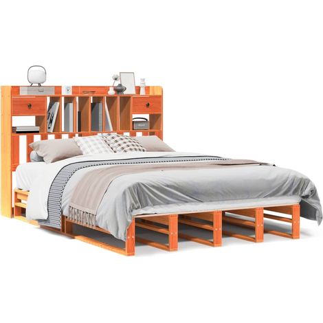 Maison Exclusive - Letto Libreria senza Materasso Marrone Cera 140x190 cm in Pino