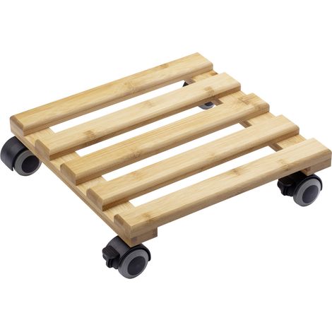 Metafranc Pflanzenroller 300 x 300 mm - 60 kg Tragkraft - Bambus-Platte - Natürlicher Holz-Look (1/5)