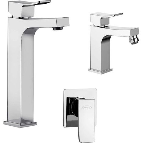 Miscelatore lavabo alto + bidet + incasso doccia Jacuzzi rubinetteria Tank ottone cromato per piletta click clack (1/5)