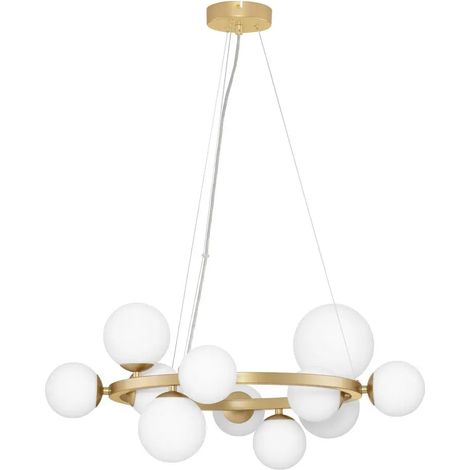 [NEUWERTIG] B-Ware Nova Luce Pendelleuchte Hängeleuchte Odillia Gold G9 Led 11 Flammig Dimmbar Glas