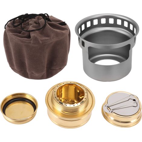GARRYFIZH Réchaud à alcool portable en alliage d'aluminium, coupe-vent, gris, pour camping et pique-nique.
