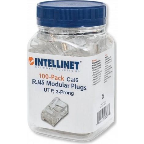 INTELLINET Confezione 100 Plug RJ45 UTP per categoria 6 Cavo Rigido (1/3)