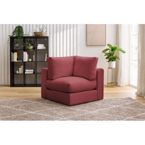 BOBOCHIC - Angle pour canapé modulable PARIS tissu bouclette Rouge (1/5)