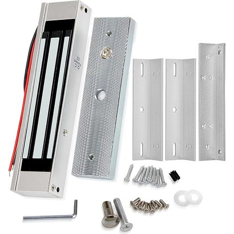 Electric Magnetic Lock 180kg, NC Type Built-in Security DC12V, Electromagnetic Lock for Glass/Wood/Metal Door, Cabinet, Drawer, with ZL Bracket, Exterior Silver and Black (1/5)