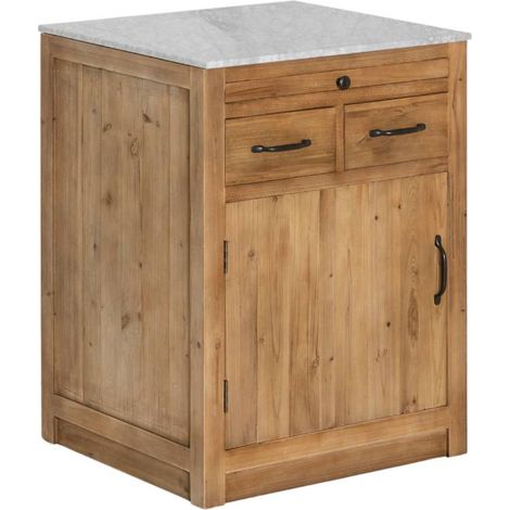 Made In Meubles – Meuble bas de cuisine 2 tiroirs, 1 porte en bois recyclé – Dimensions 86x65x60cm – Rangement élégant et pratique (1/5)