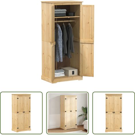 Kiefer Holz - Kleiderschrank Corona 76x50x170 cm Massivholz Kiefer (1/5)