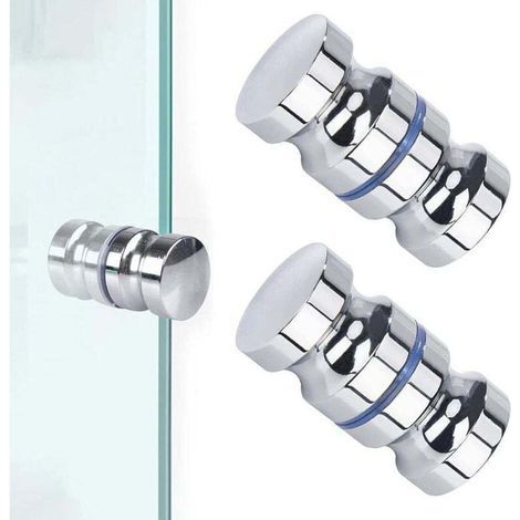 2 Pièces Bouton De Porte De Douche,Porte De Douche Ronde Bouton De Porte Inox Boutons De Douche Bouton De Porte De Douche Poignées De Porte Pour Salle De Bain Porte En Verre Porte Coulissante (1/5)