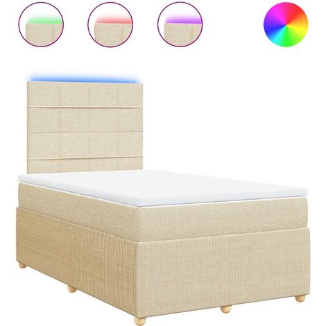 Maison Exclusive - Sommier à lattes de lit avec matelas crème 120x190 cm tissu (1/5)