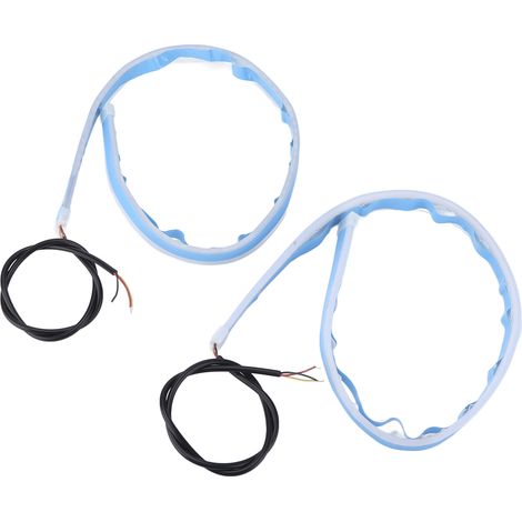 Lot 2 bandes LED DRL 60cm flexibles clignotants feu de jour double couleur blanc ambre 12V voiture