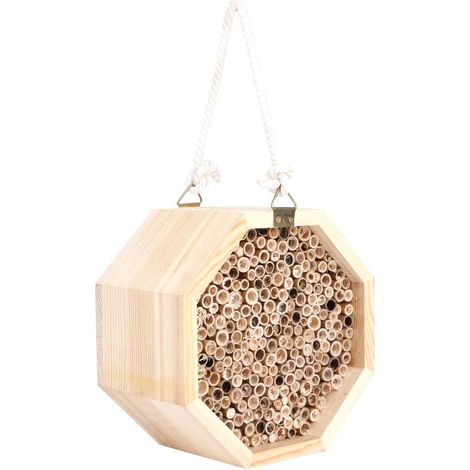 Maison à Insectes en Bois pour Abeilles et Insectes – Nichoir de Jardin Extérieur Naturel, Hôtel à Suspendu Respectueux de l'environnement, Bois Tubulaire Durable pour Les Bénéfiques et (1/5)