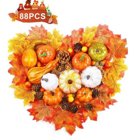 Halloween Décoration Citrouille Artificielle - 88 Citrouille de décoration - Cônes de Pin et Glands - pour Halloween Thanksgiving (1/4)