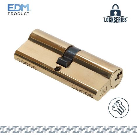 Cilindro in ottone da 80 mm (40+40 mm), camma lunga R15 con 3 chiavi seghettate incluse EDM