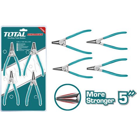 SET MINI PINZE PER ANELLI ELASTICI INTERNI ESTERNI E O-RING 180mm 4pz TOTAL