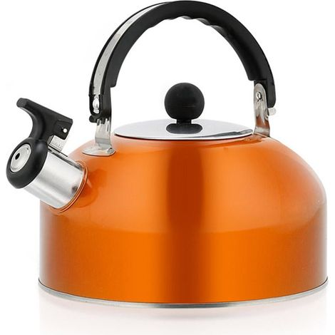 Bouilloire À Sifflet - Acier Inoxydable 3 L - Pour Cuisinière Gaz Électrique - Rouge (1/5)