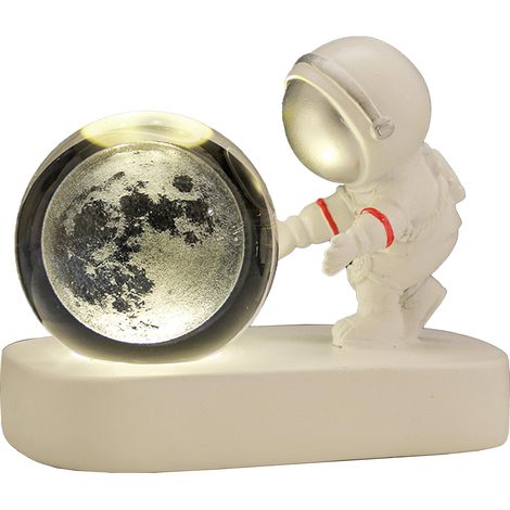 Globe Lumineuse Astronaut - Boule de Cristal Lunaire (lumière naturelle, sphère 6cm) pour Décoration Bureau, Cadeau (1/5)