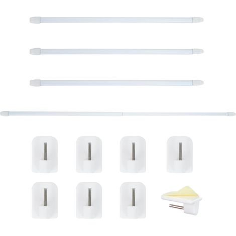 4 Pièce Tringle Extensible avec Crochets Adhésifs - Pour Rideaux de Douche et Armoires (30-50 cm) (1/5)