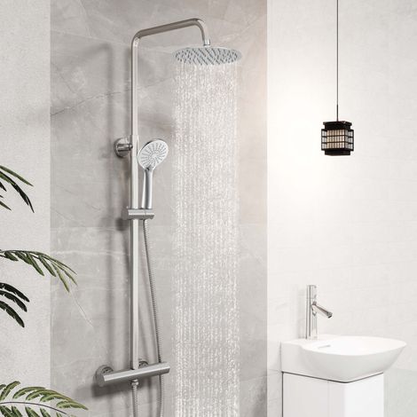 AICA Chrome Thermostatic Mixer Shower Set Round 200mm (1/5)