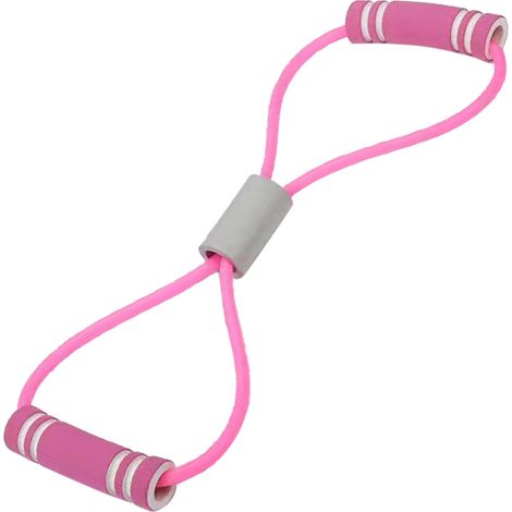 Bande élastique de résistance en forme de 8, longueur ajustable, pour étirement des bras et des épaules (rose) (1/5)