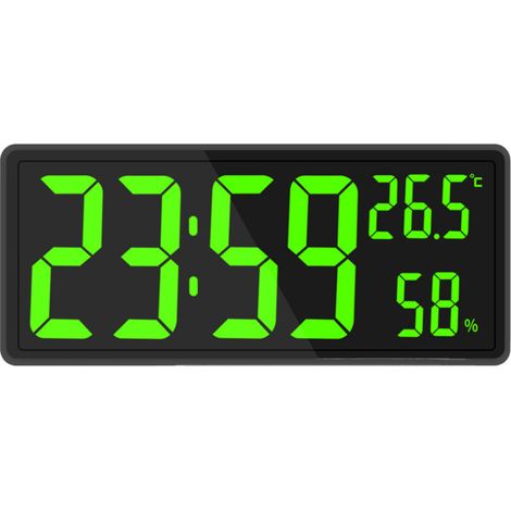 Horloge murale numérique LED rectangulaire – Affichage température et humidité – Écran clair pour chambre et bureau (1/5)
