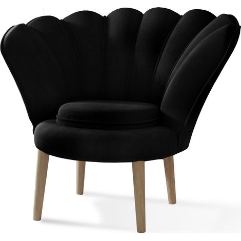 Fauteuil coquillage velours noir Skidra (1/5)