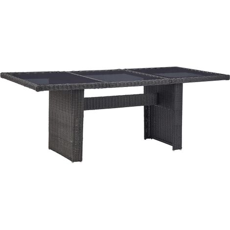 Mesa comedor jardín vidrio ratán sintético negro 200x100x74 cm vidaXL