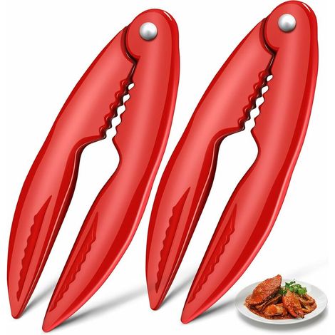 Portable Aluminum Crab Tongs Kitchen Supplies 14X5X1.2CM Shelling Tool 2pcs (1/5)
