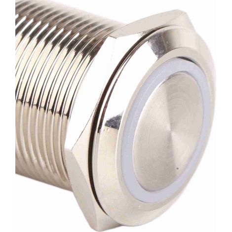 Interrupteur à Bouton Latch LED Lumière Blanche Imperméable IP65 Métal Inoxydable 19mm (1/5)