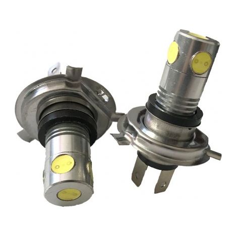 Coppia 2 Lampade Led H4 Con 5 Power Led 1W Bianco Freddo 6000K 12V 5W Per Fendinebbia