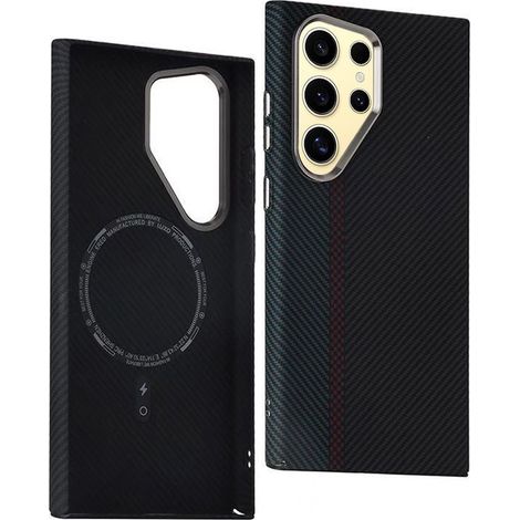Funda para Samsung Galaxy S23 Ultra, fibra de carbono MagSafe, negro/azul (1/3)