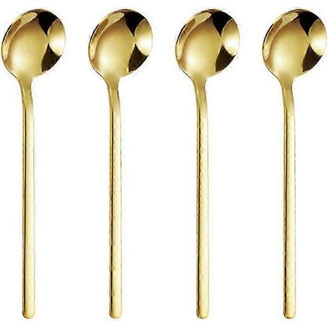 Cuillère à expresso en acier inoxydable, mini cuillère à café, pour desserts, gâteaux, glaces et cappuccino, lot de 4 OMS (1/5)