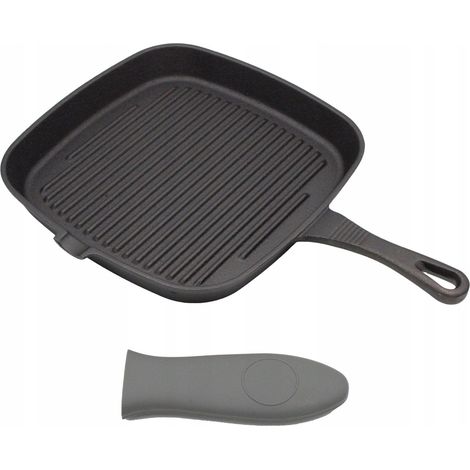 Sartén parrilla de hierro fundido de 24 cm con tapa de silicona 2668 (1/5)