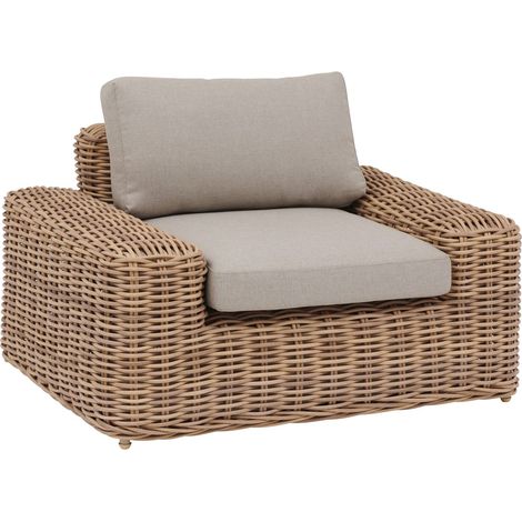 Hesperide – Fauteuil de salon de jardin en résine tressée – Aluminium traité époxy antirouille – Coussins déhoussables – Dimensions 119x94x67cm
