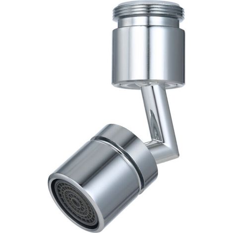 Weitwinkel-Spritzschutz für Küchenarmaturen, Wasserspardüse, Waschbeckenbrause, Verlängerungsstange, Silber, Einzelanschluss + Innenzahnadapter und e-Crezuo