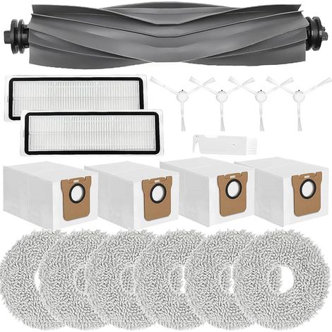 Kit d'accessoires pour aspirateurs robots Xiaomi et Dreame – 1 brosse à rouleau, 6 chiffons, 4 sacs à poussière, 4 brosses latérales (1/5)