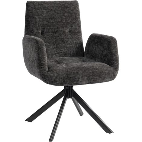 Fauteuil rembourré, Fauteuil d'appoint, Design moderne, Pivotant, Jusqu'à 120 kg, Noir (1/4)