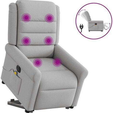 Chaise-longue électrique de massage en tissu gris, réglable en hauteur et inclinaison, avec fonctions chauffage, vibration et contrôle tactile – Confort ergonomique pour salon ou chambre (1/5)
