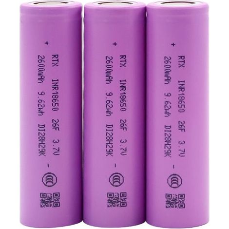 Lot de 3 batteries lithium-ion 18650 3,7 V 2 600 mAh 3C (total 7 800 mAh)