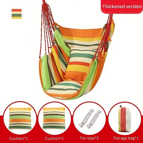 Fauteuil suspendu en toile de coton épaisse - Confortable - Adapté à l'extérieur - Plusieurs couleurs disponibles + 2 coussins