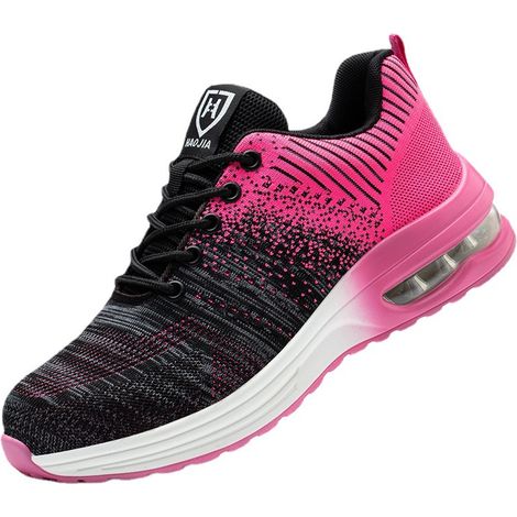 Chaussures de Sécurité Femmes, Légère Basket de Sécurité, Confortable Antidérapante Chaussures de Travail Respirantes Rose Taille 40