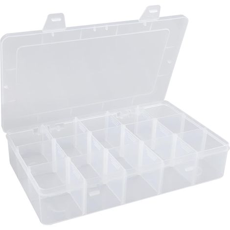 Boîte Organisatrice en Plastique - 15 Compartiments avec Séparateurs Amovibles - Pour Accessoires de Pêche Bijoux et Loisirs Créatifs - 27,5 x 16 x 5,5 cm - 1 Pièce (1/5)