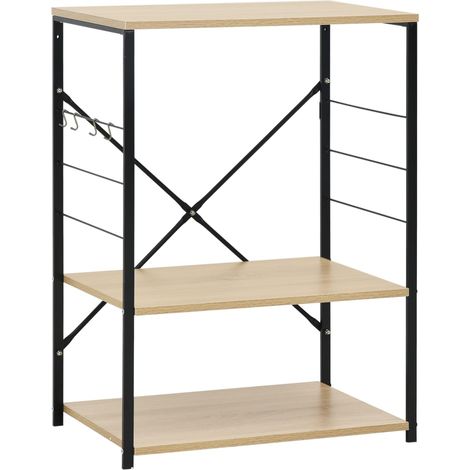 Armoire à micro-ondes noir et chêne 60x39,6x79,5 cm