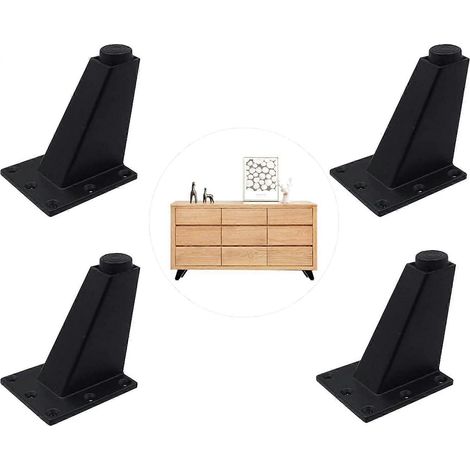 Ensemble de 4 pieds de canapé, pieds de rechange noirs mats, pieds de meubles en métal de 96 mm (3-3/4 pouces) pour meubles de placard et meubles à monter soi-même (1/5)